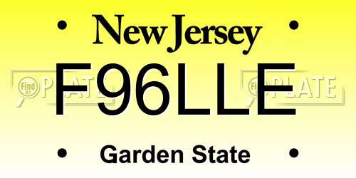 F96LLE New Jersey License Plate
