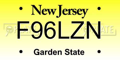 F96LZN New Jersey License Plate