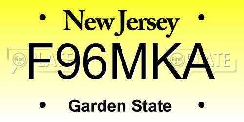 F96MKA New Jersey License Plate