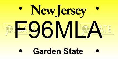 F96MLA New Jersey License Plate