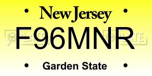 F96MNR New Jersey License Plate