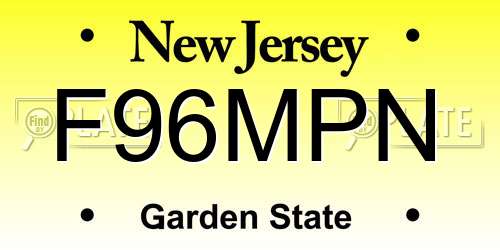 F96MPN New Jersey License Plate