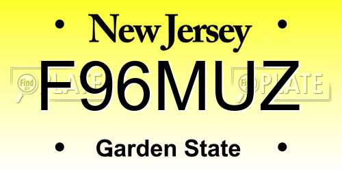 F96MUZ New Jersey License Plate