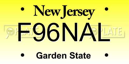 F96NAL New Jersey License Plate