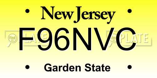 F96NVC New Jersey License Plate