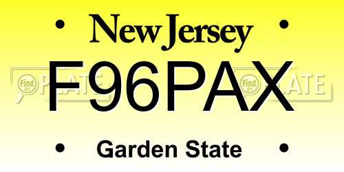 F96PAX New Jersey License Plate
