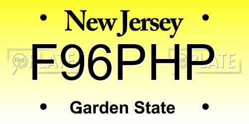 F96PHP New Jersey License Plate