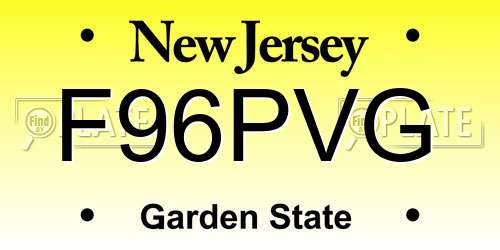 F96PVG New Jersey License Plate