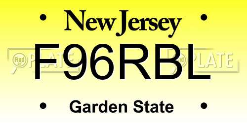 F96RBL New Jersey License Plate