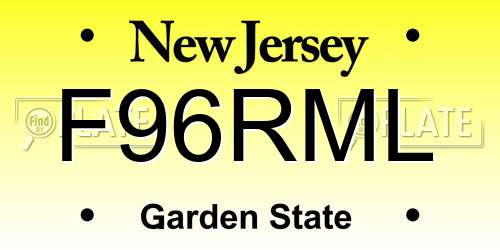 F96RML New Jersey License Plate