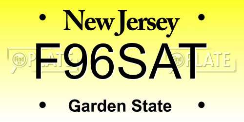 F96SAT New Jersey License Plate