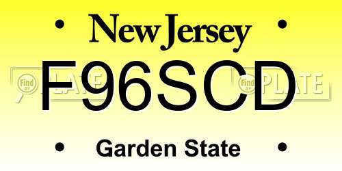 F96SCD New Jersey License Plate