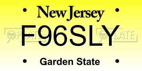 F96SLY New Jersey License Plate