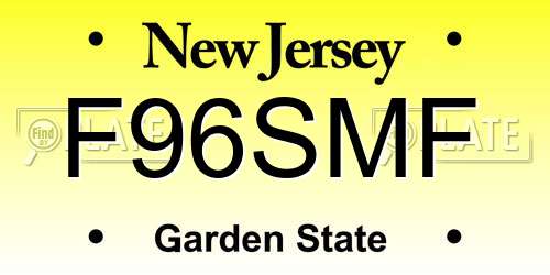 F96SMF New Jersey License Plate