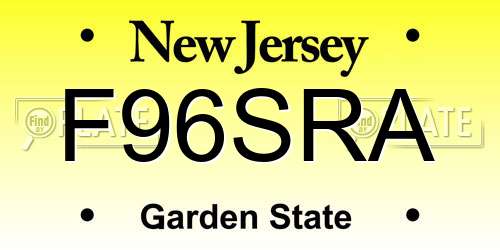 F96SRA New Jersey License Plate