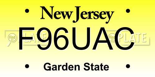 F96UAC New Jersey License Plate