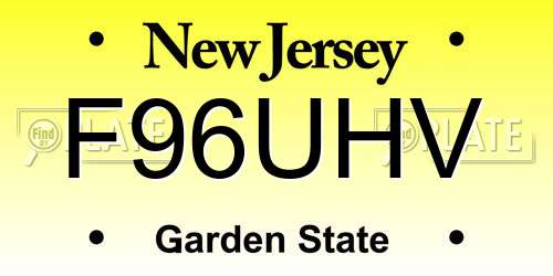 F96UHV New Jersey License Plate