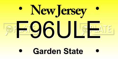 F96ULE New Jersey License Plate
