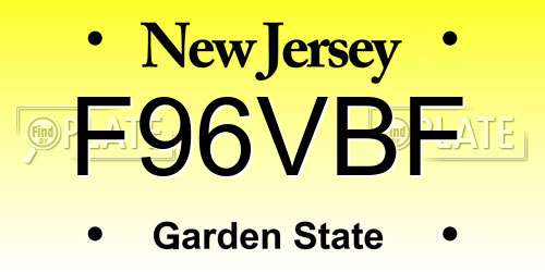 F96VBF New Jersey License Plate