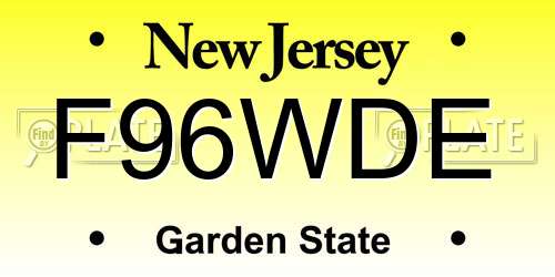 F96WDE New Jersey License Plate