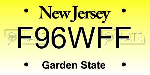 F96WFF New Jersey License Plate