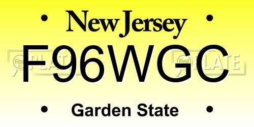 F96WGC New Jersey License Plate
