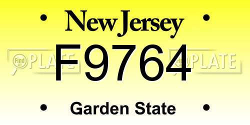 F9764 New Jersey License Plate