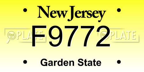 F9772 New Jersey License Plate