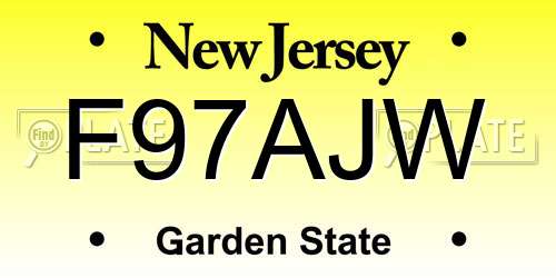 F97AJW New Jersey License Plate