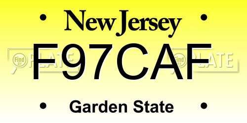 F97CAF New Jersey License Plate
