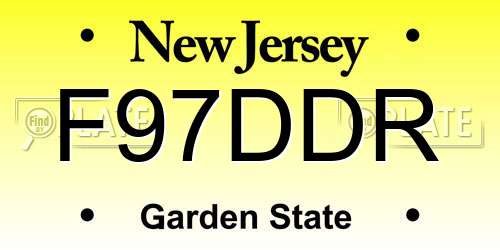 F97DDR New Jersey License Plate