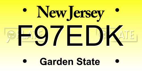 F97EDK New Jersey License Plate