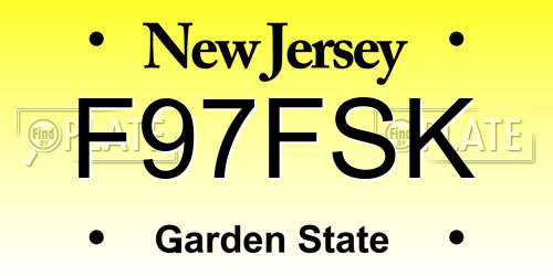 F97FSK New Jersey License Plate