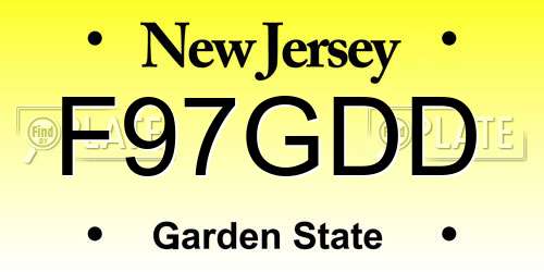 F97GDD New Jersey License Plate