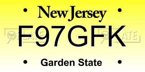 F97GFK New Jersey License Plate