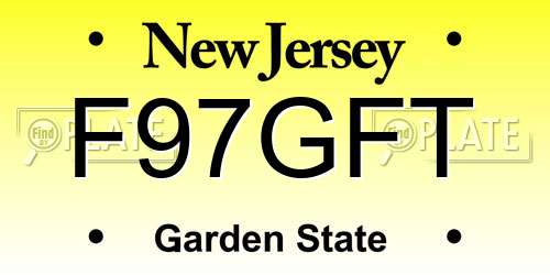 F97GFT New Jersey License Plate