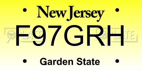 F97GRH New Jersey License Plate