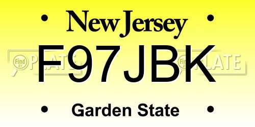 F97JBK New Jersey License Plate