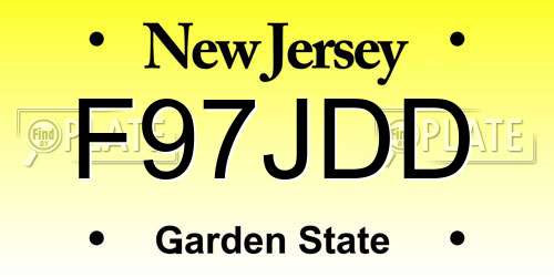 F97JDD New Jersey License Plate