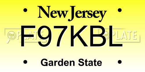 F97KBL New Jersey License Plate