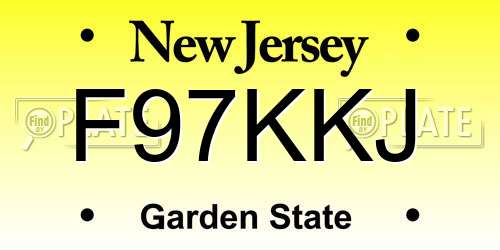 F97KKJ New Jersey License Plate