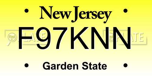 F97KNN New Jersey License Plate