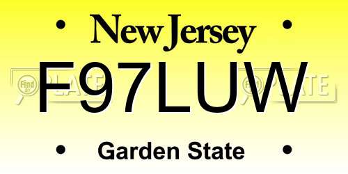 F97LUW New Jersey License Plate