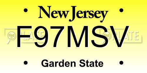 F97MSV New Jersey License Plate