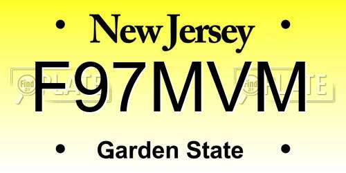 F97MVM New Jersey License Plate
