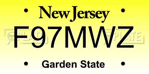 F97MWZ New Jersey License Plate