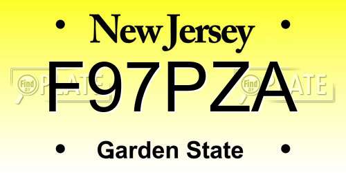 F97PZA New Jersey License Plate