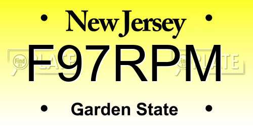 F97RPM New Jersey License Plate