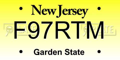 F97RTM New Jersey License Plate