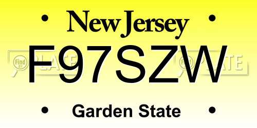 F97SZW New Jersey License Plate